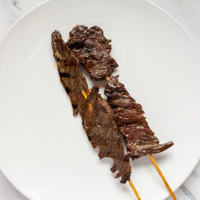 Hanger Steak 2 Skewers.