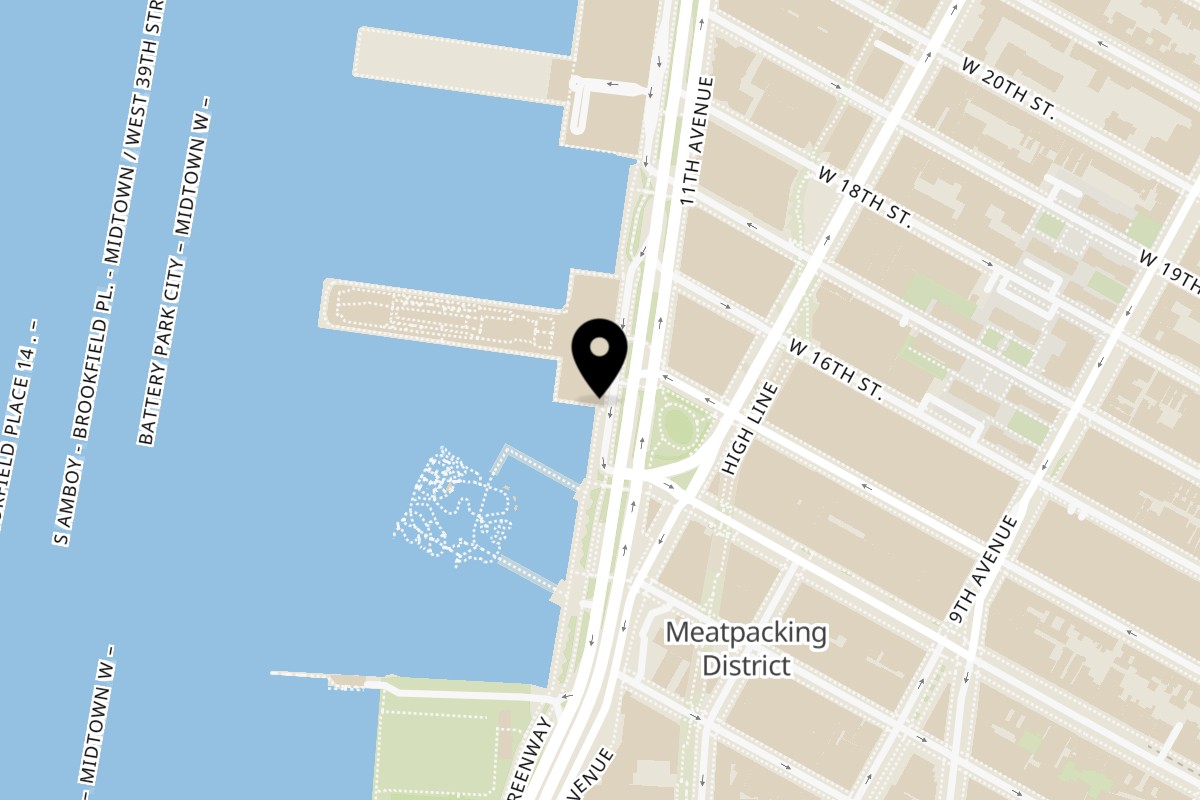 Map showing the location of Zaab Zaab Pier 57 on 25 11th Ave in New York